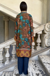 WU-SIDE - kimono viscosa mid - TABACCO TURCHESE