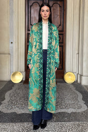WU-SIDE - kimono devore lungo - SMERALDO