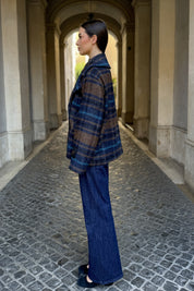 WU-SIDE - cappotto check - MARRONE BLUE