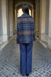 WU-SIDE - cappotto check - MARRONE BLUE