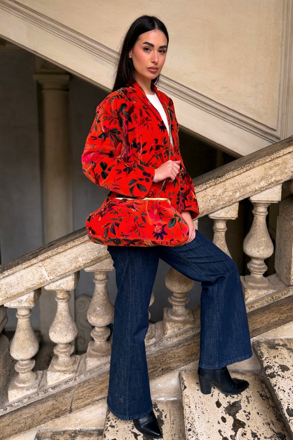 ARTEFILIA-MILANO - borsa velluto stella - RAVELLO ARANCIO