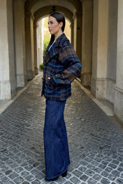 WU-SIDE - cappotto check - MARRONE BLUE