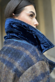 WU-SIDE - cappotto check - MARRONE BLUE