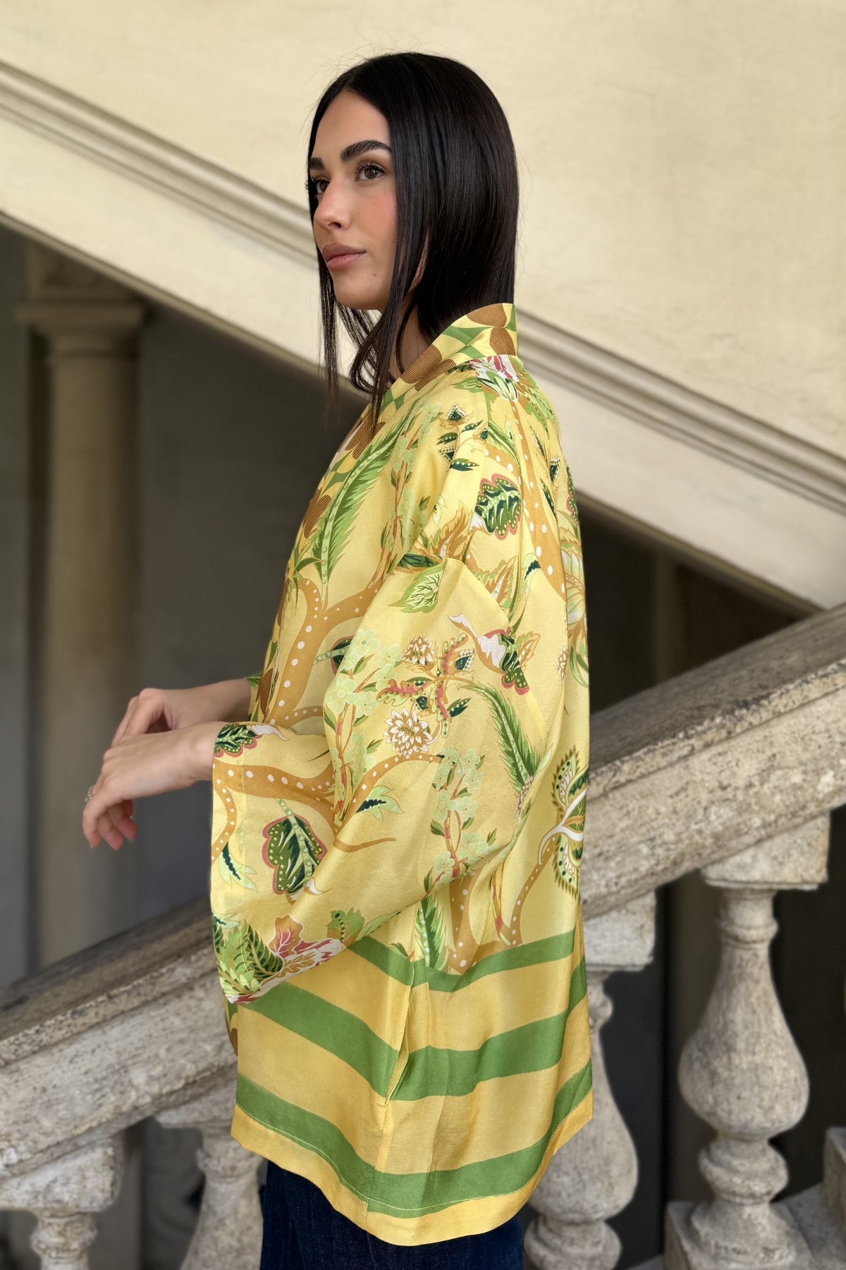 WU-SIDE - giacca kimono viscosa - GIALLO GARDEN