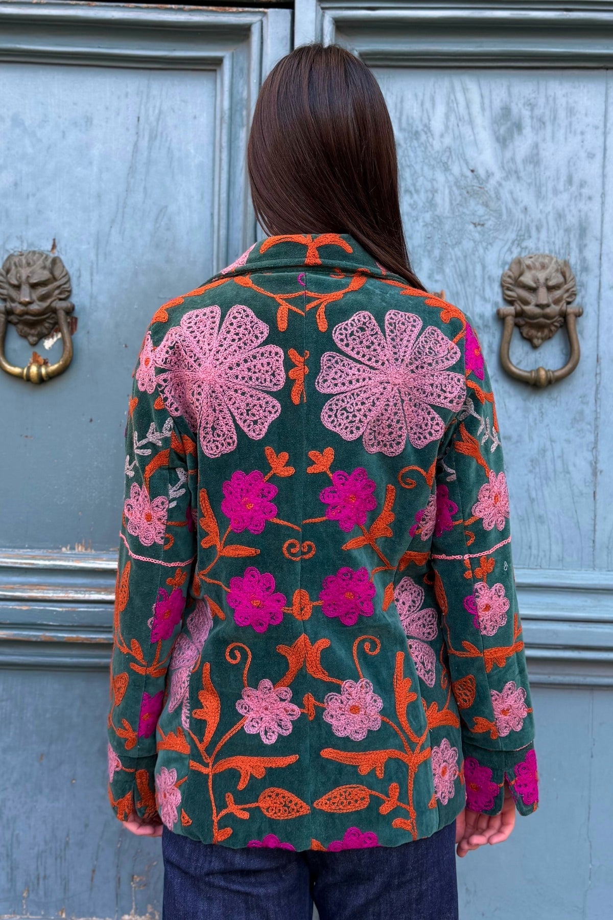 FLOW - giacca blazer ricamo - VERDE COLORS