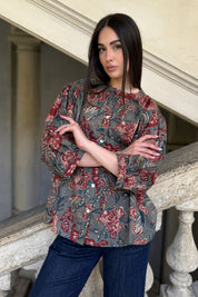 ARTEFILIA-MILANO - camicia lena in mussola di cotone - STONE IBISCUS