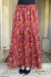 ARTEFILIA-MILANO - gonna ambra in mussola di cotone - CHERRY BOUQUET