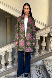 FLOW - kimono velluto paris - VERDE ROSA