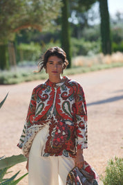 ONE HUNDRED STARS - giacca kimono lino - FIESTA ORANGE