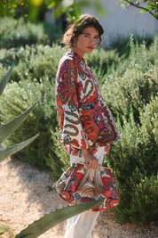 ONE HUNDRED STARS - giacca kimono lino - FIESTA ORANGE
