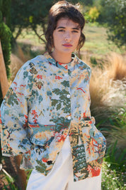 ONE HUNDRED STARS - giacca kimono lino - CHINA TREE AQUA