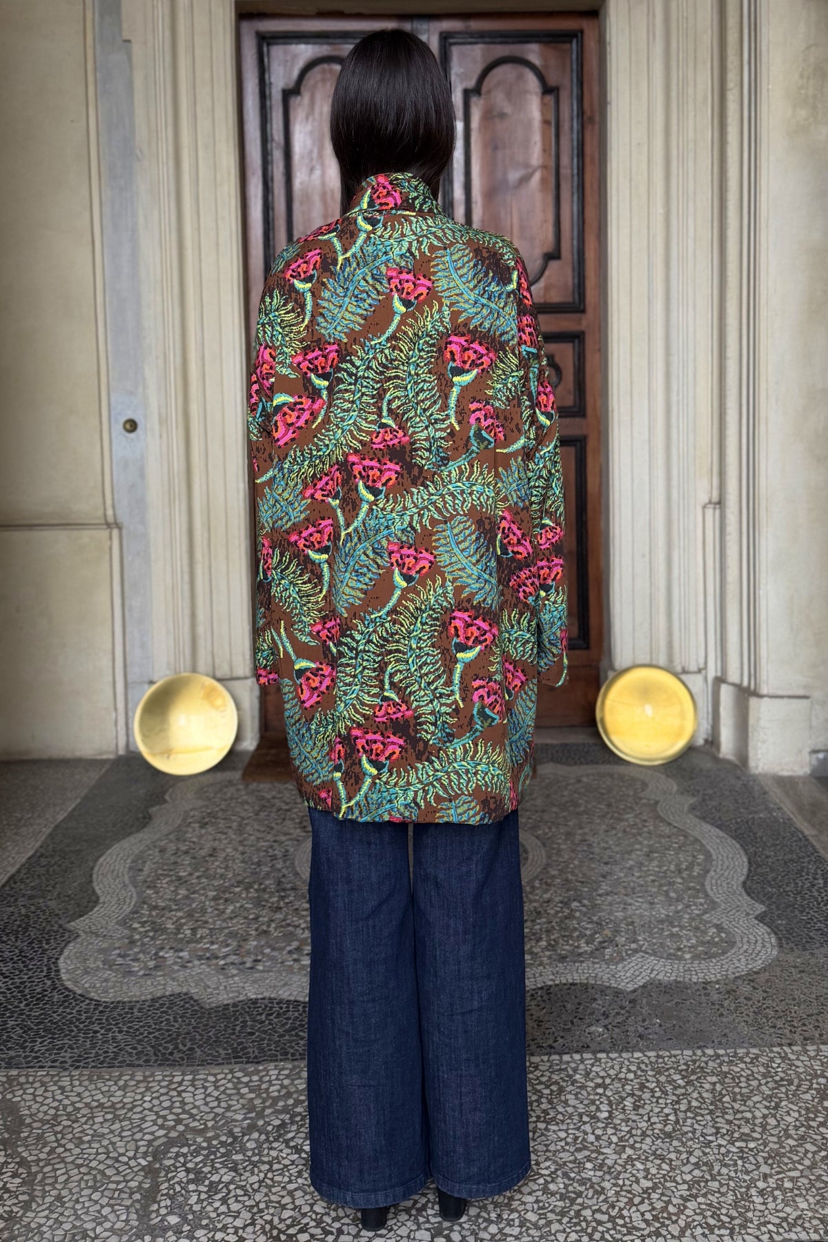 FLOW - kimono samira viscosa fantasia - COFFE ABSTRACT PINK