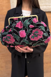 ARTEFILIA-MILANO - borsa katia velluto clutch grande - RIALTO NERO