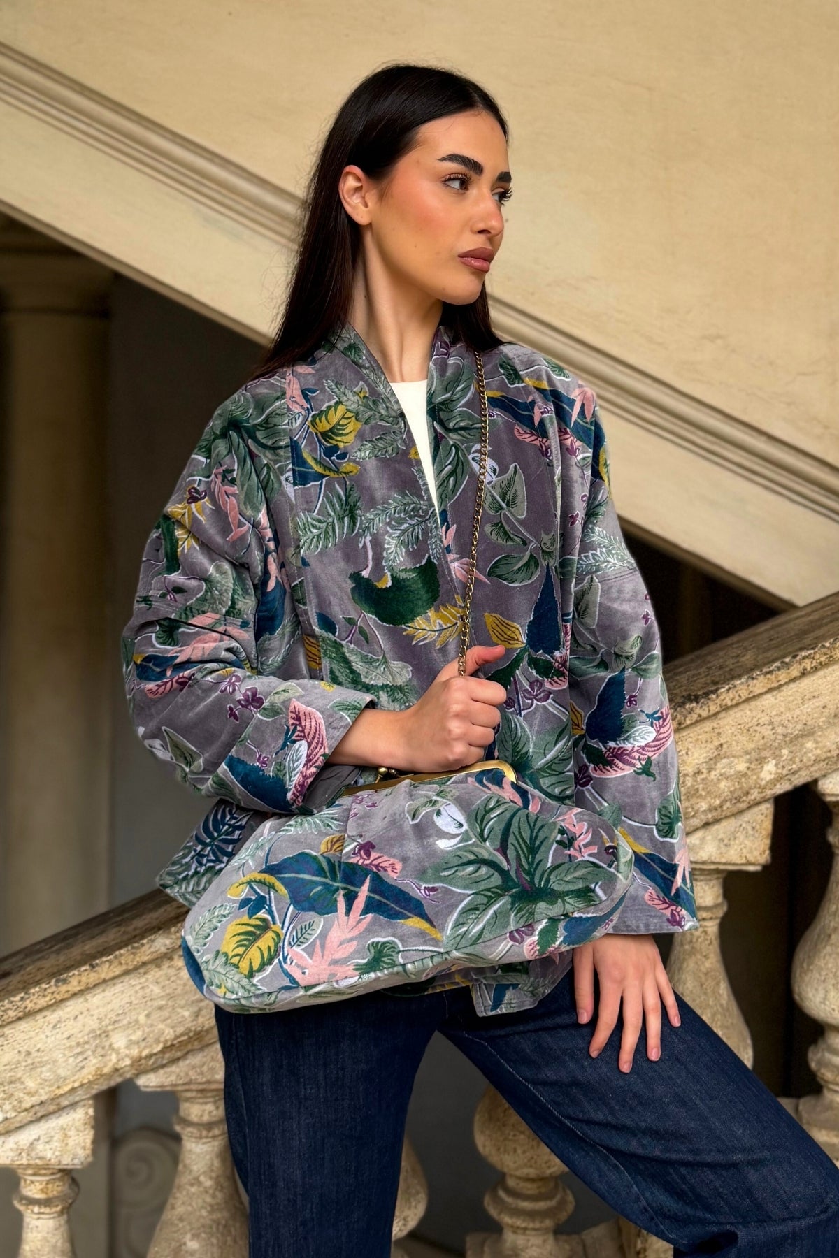 ARTEFILIA-MILANO - borsa velluto stella - BURANO GRIGIO