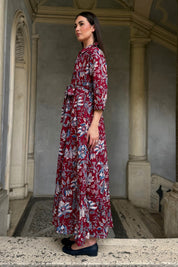 ARTEFILIA-MILANO - abito gina mussola di cotone - BURGUNDY ROYAL
