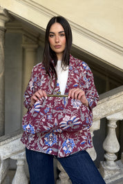 ARTEFILIA-MILANO - clutch bag cotton stella - BURGUNDY ROYAL