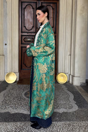 WU-SIDE - kimono devore lungo - SMERALDO