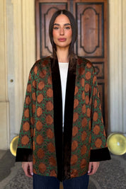 WU-SIDE - giacca kimono seta viscosa - RUGGINE