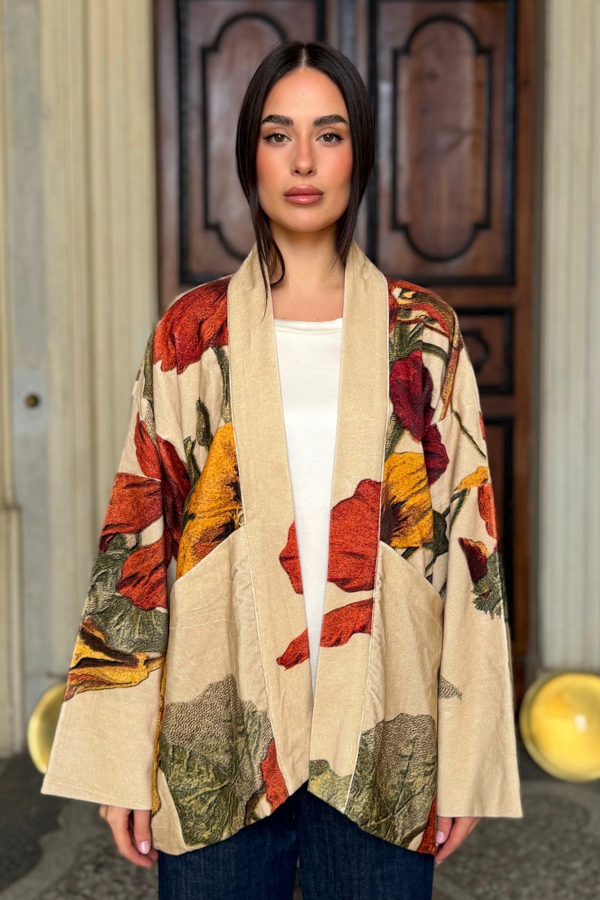 one-hundred-stars-1 - giacca kimono velluto - NASTURPIUM FAWN