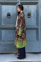 WU-SIDE - kimono mid viscosa - MARRONE