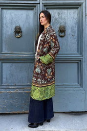 WU-SIDE - kimono mid viscosa - MARRONE