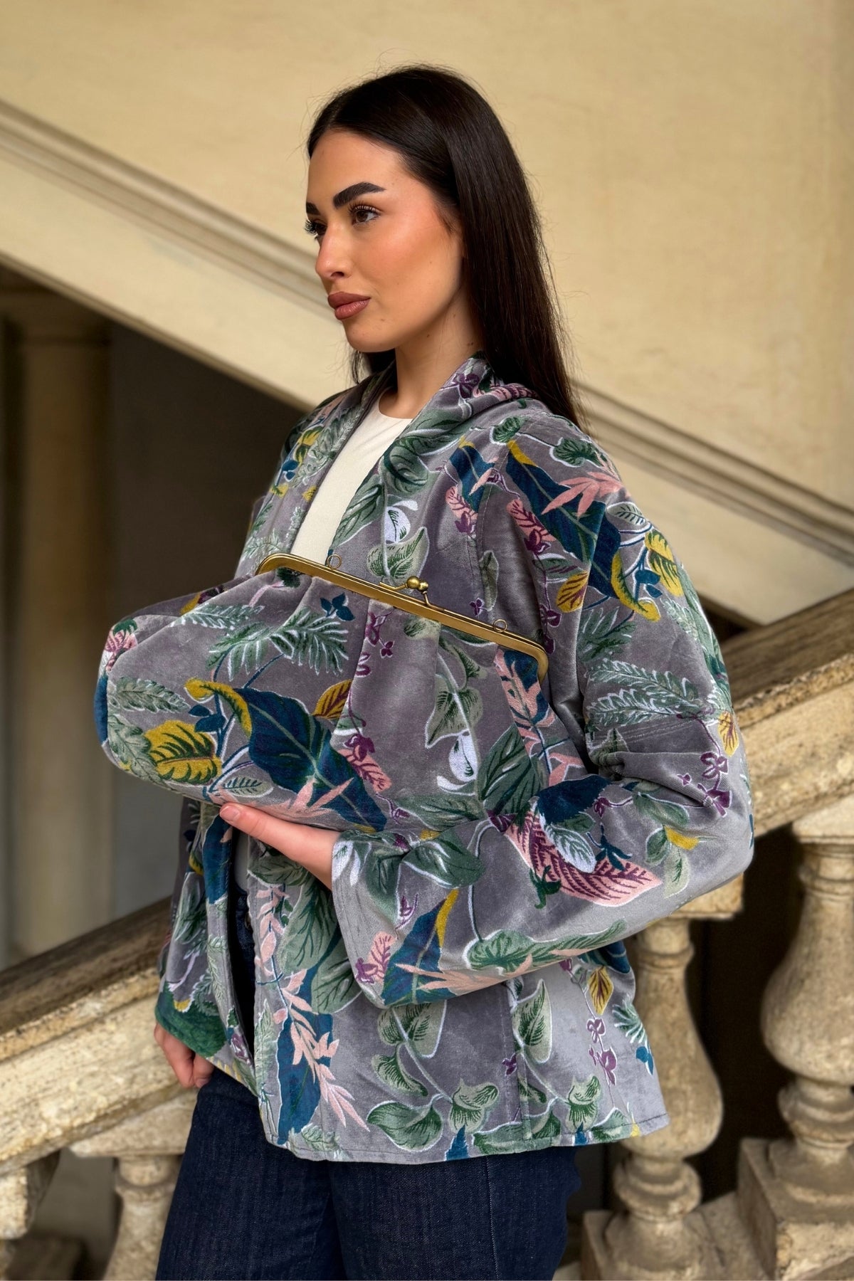 ARTEFILIA-MILANO - borsa velluto stella - BURANO GRIGIO