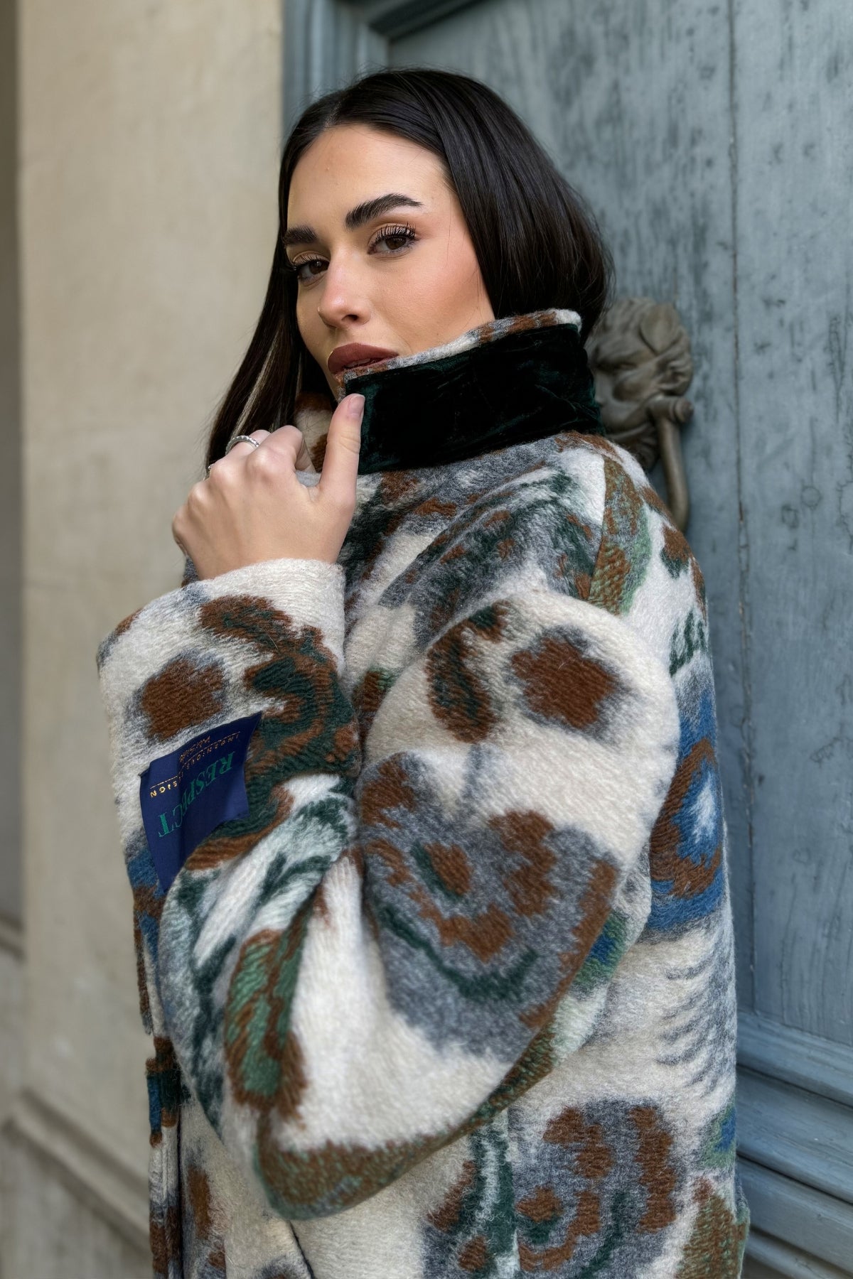 WU-SIDE - cappotto jacquard - BURRO