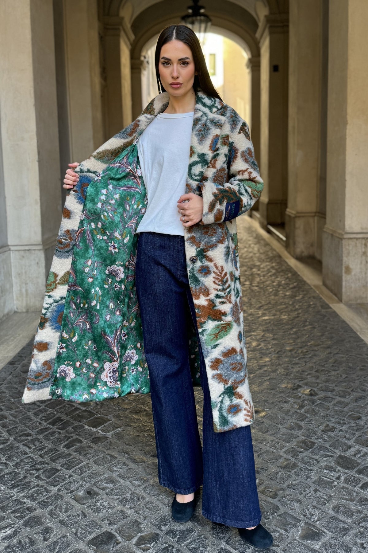 WU-SIDE - cappotto jacquard - BURRO