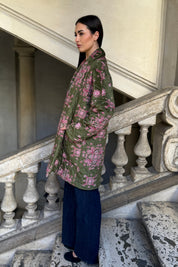 FLOW - kimono velluto paris - VERDE ROSA