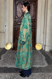 WU-SIDE - kimono devore lungo - SMERALDO
