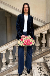 ARTEFILIA-MILANO - borsa ricamata katia clutch grande  - NAIMA BURRO