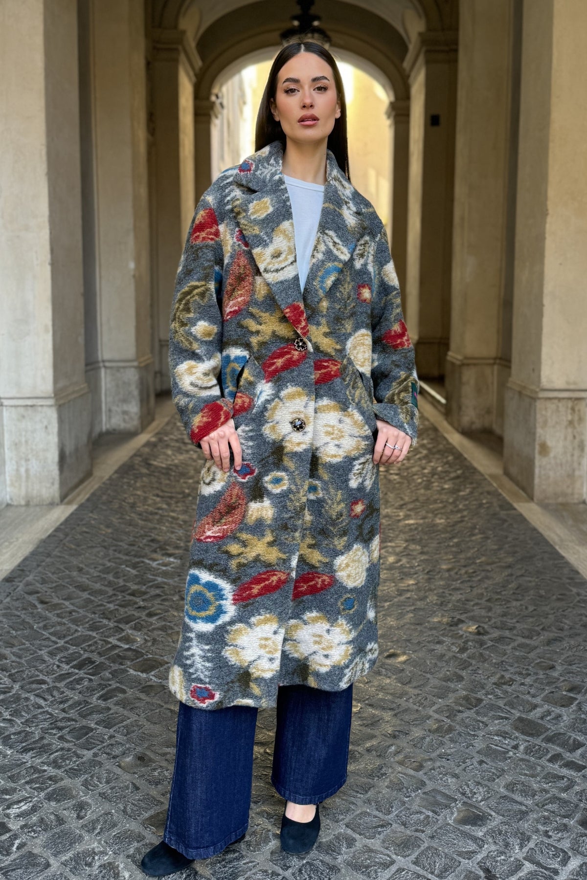 WU-SIDE - cappotto jacquard - GRIGIO