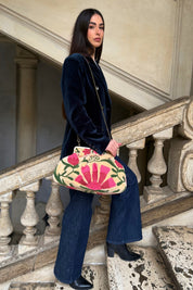 ARTEFILIA-MILANO - borsa ricamata katia clutch grande  - NAIMA BURRO