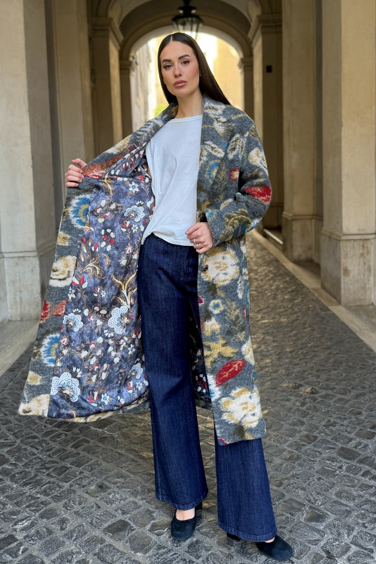 WU-SIDE - cappotto jacquard - GRIGIO