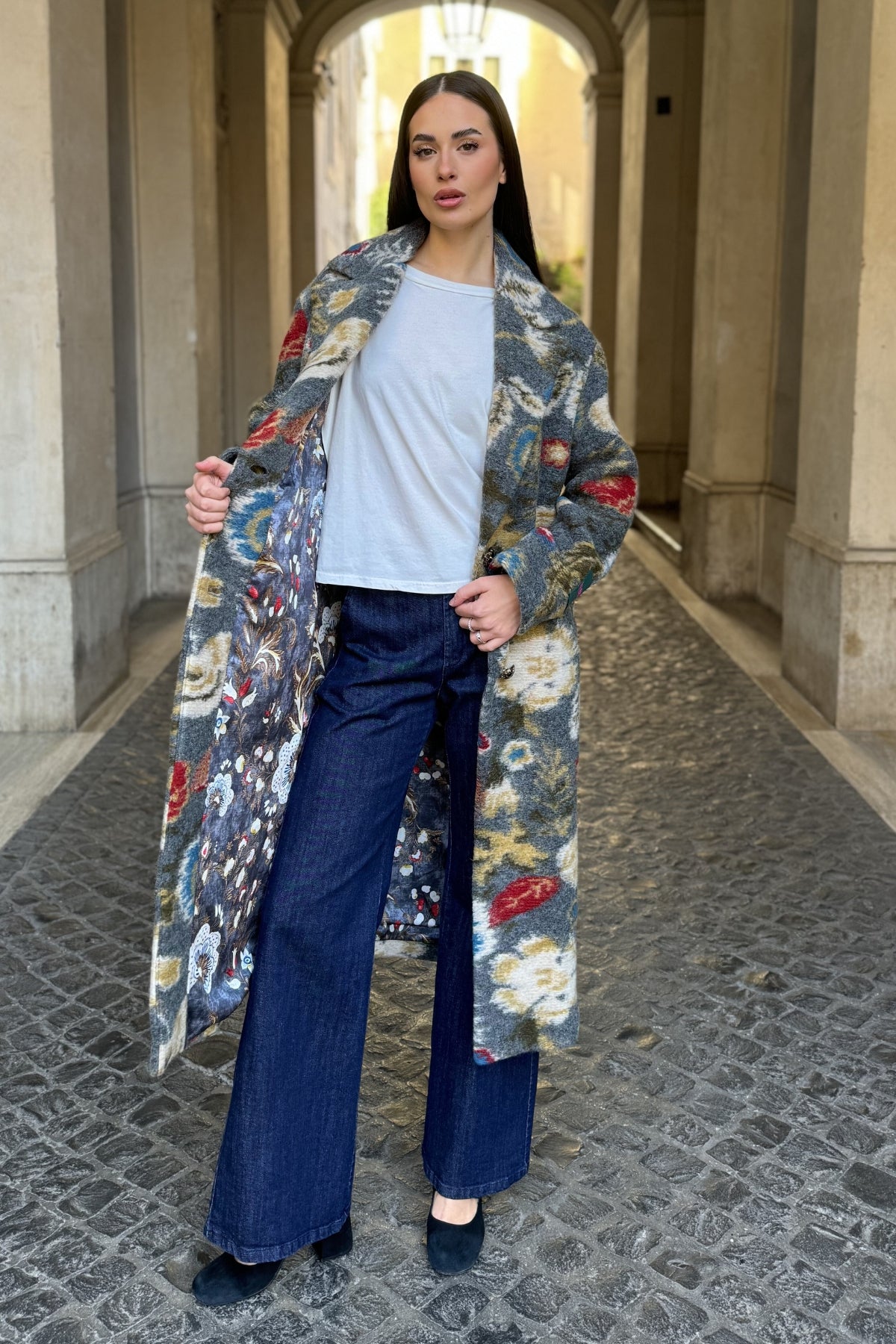 WU-SIDE - cappotto jacquard - GRIGIO