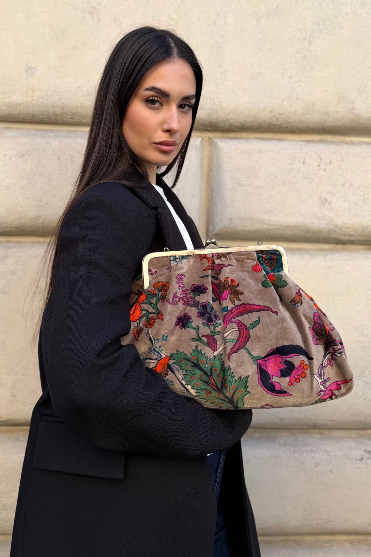 ARTEFILIA-MILANO - borsa katia velluto clutch grande - GARDA CRUDO