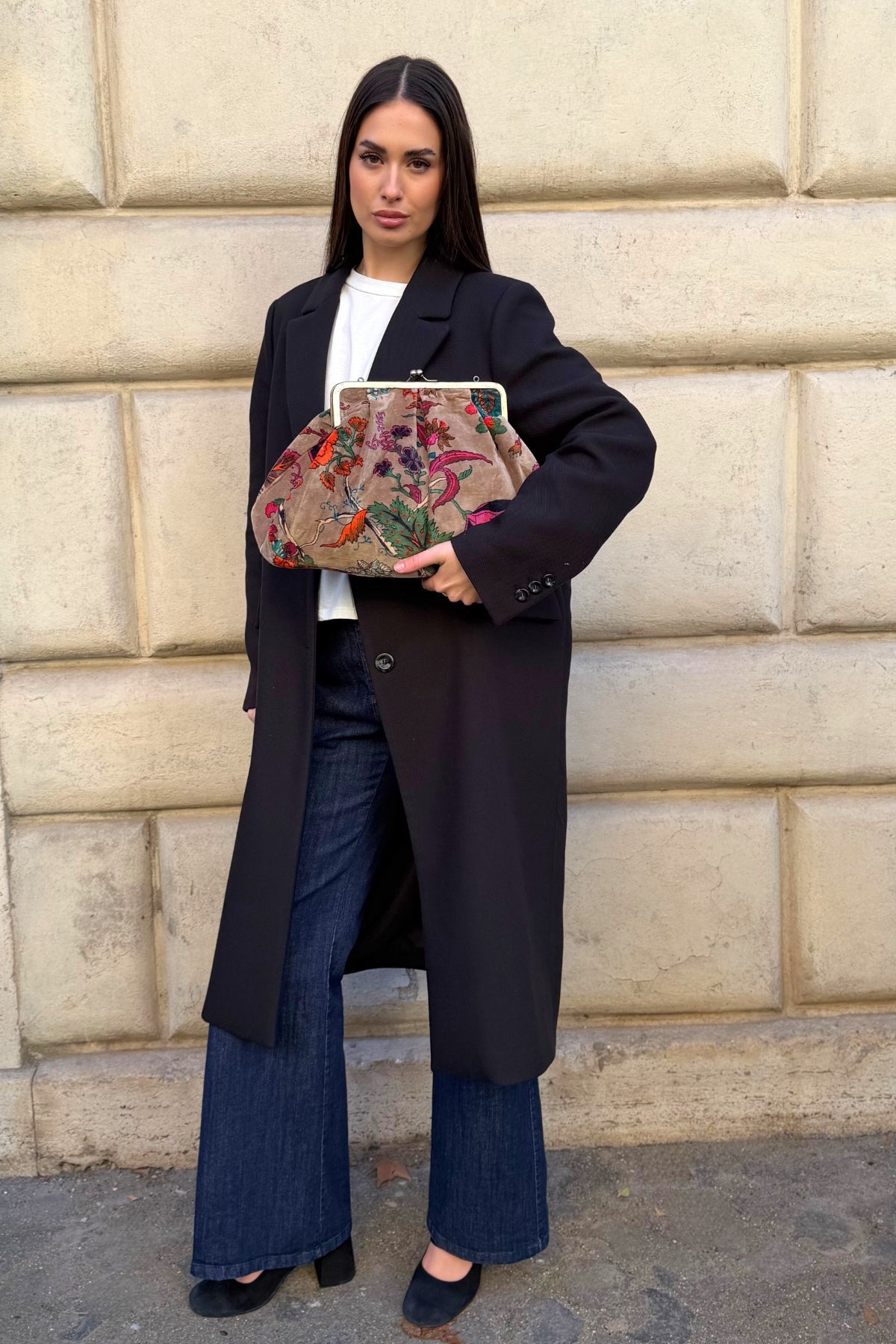 ARTEFILIA-MILANO - borsa katia velluto clutch grande - GARDA CRUDO