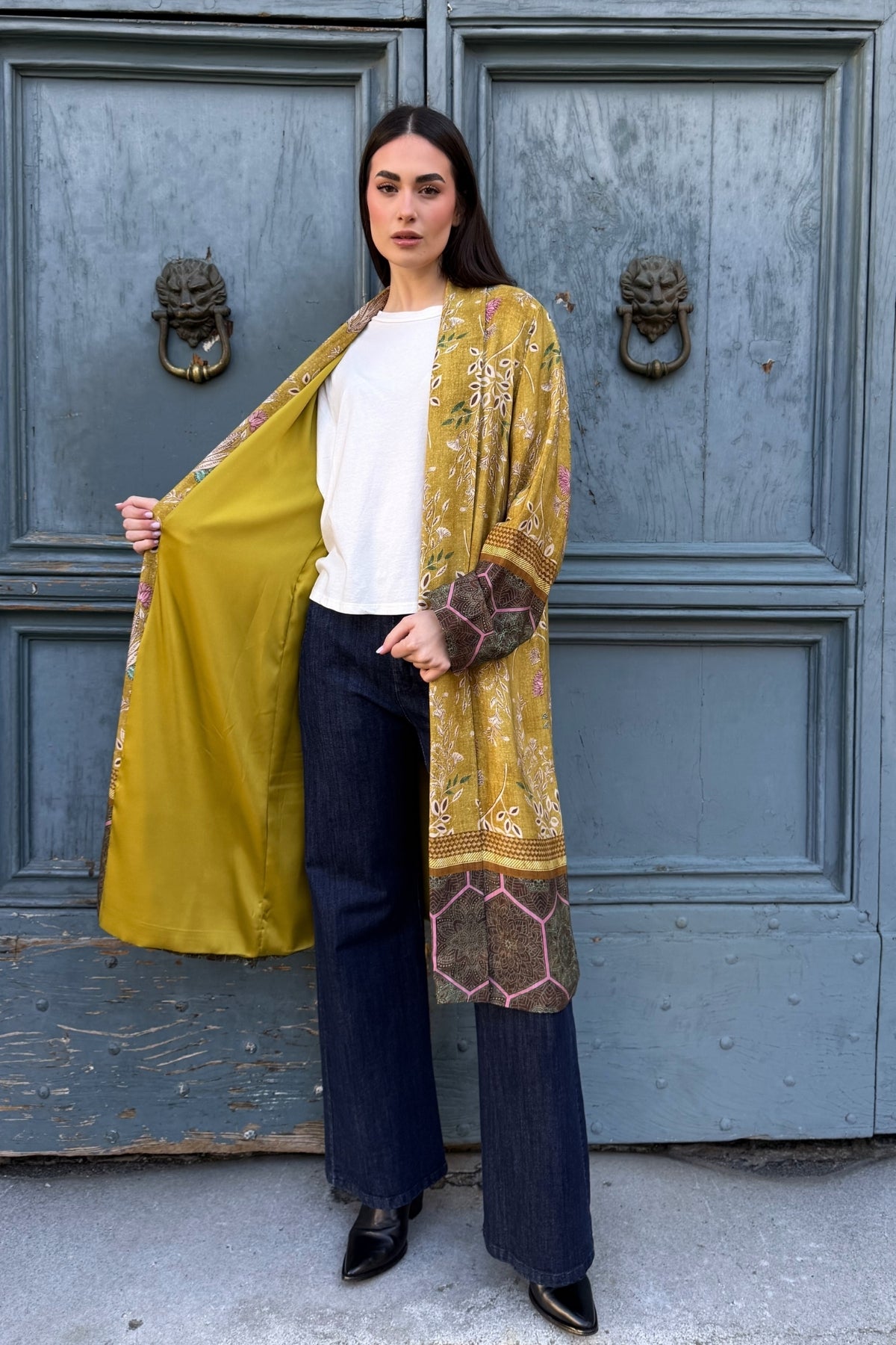 WU-SIDE - kimono mid viscosa - SENAPE