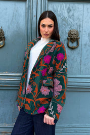 FLOW - giacca blazer ricamo - VERDE COLORS