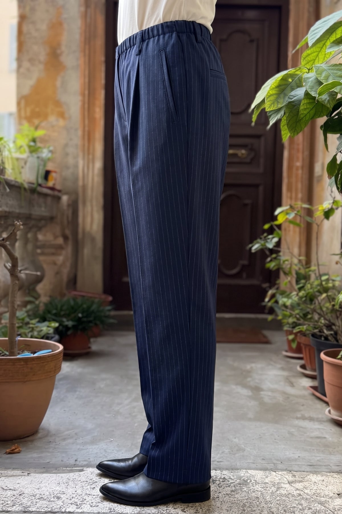 HAPPY 25-pantalone gessato lisbona - BLUE