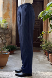 HAPPY 25-pantalone gessato lisbona - BLUE