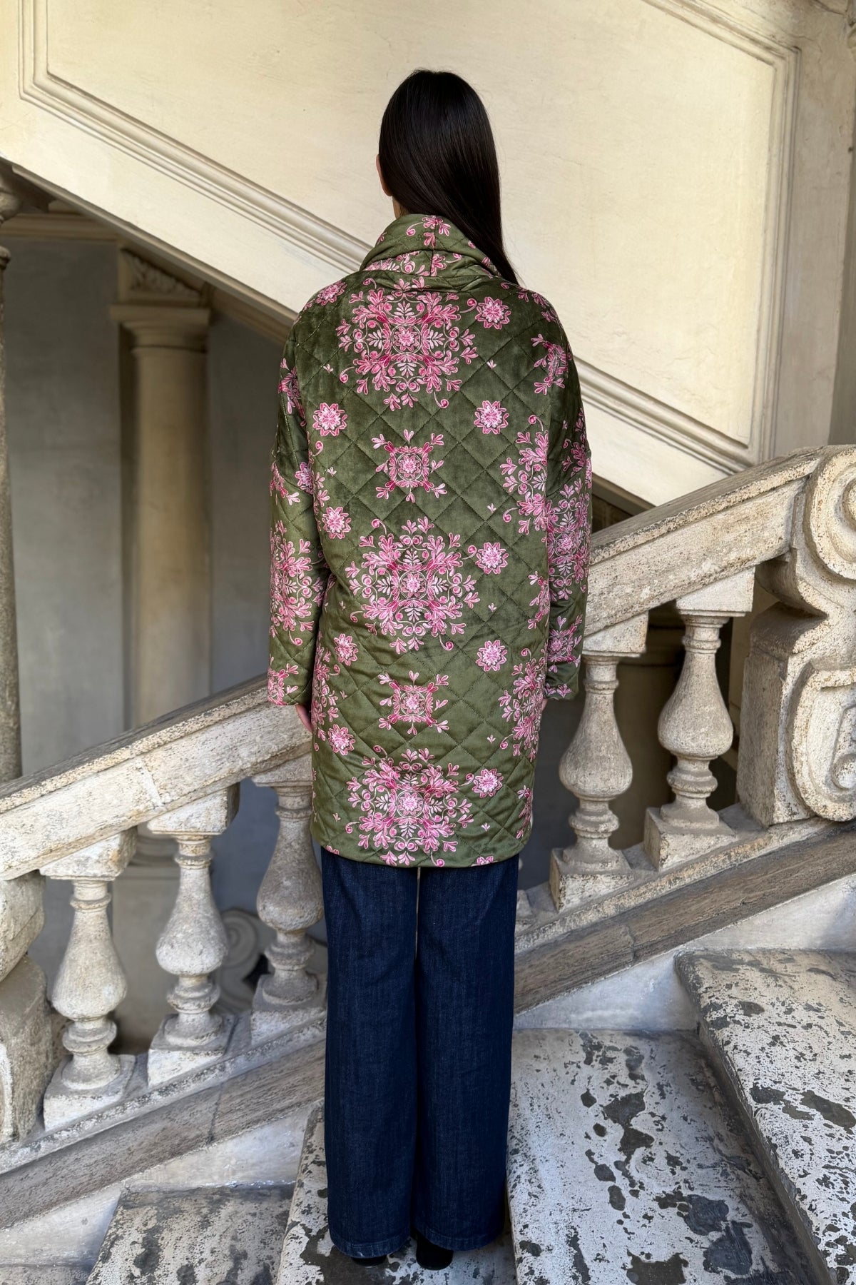 FLOW - kimono velluto paris - VERDE ROSA