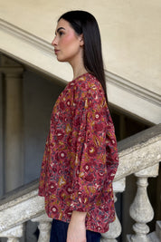 ARTEFILIA-MILANO - camicia lena in mussola di cotone - CHERRY BOUQUET