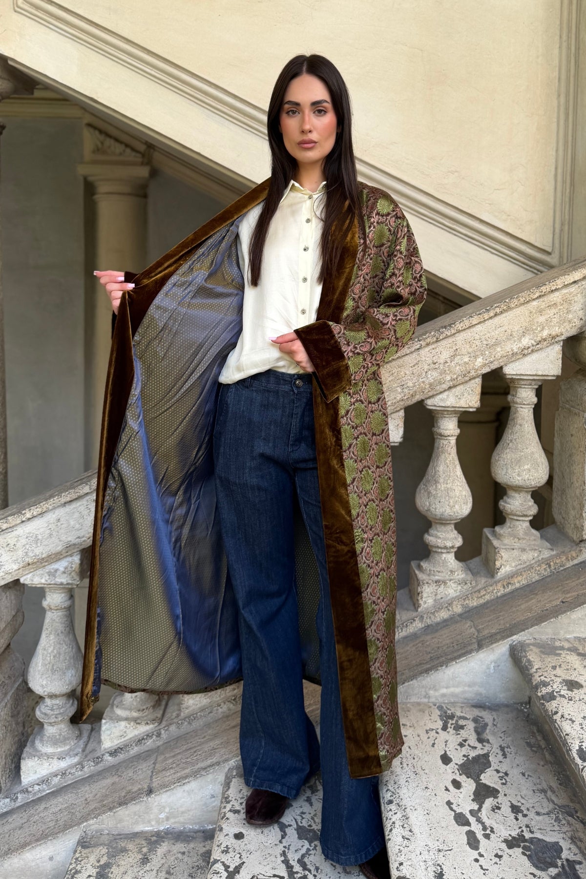 WU-SIDE - kimono seta viscosa - MORO ROSA
