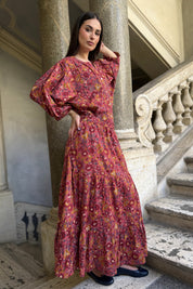 ARTEFILIA-MILANO - gonna ambra in mussola di cotone - CHERRY BOUQUET