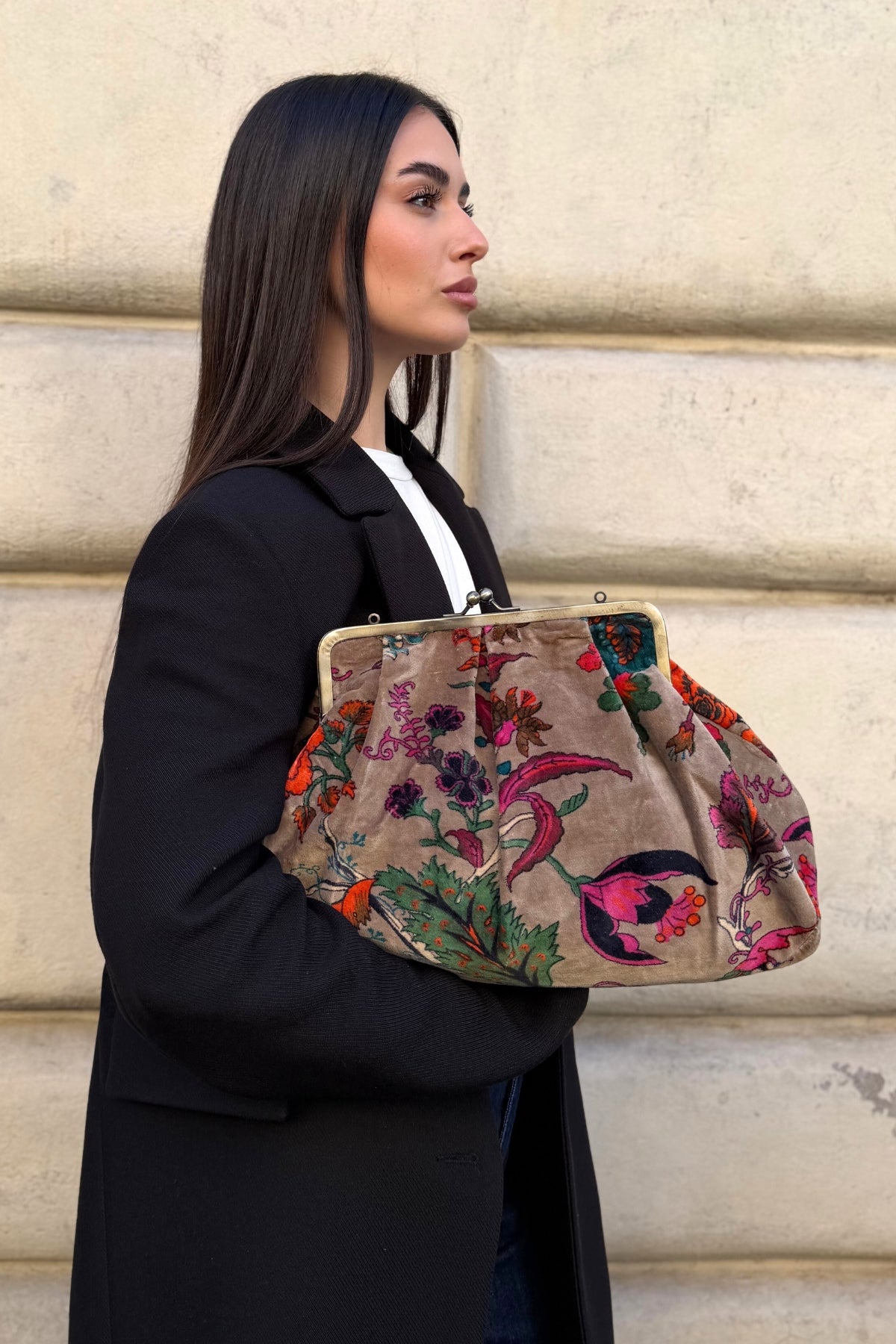 ARTEFILIA-MILANO - borsa katia velluto clutch grande - GARDA CRUDO