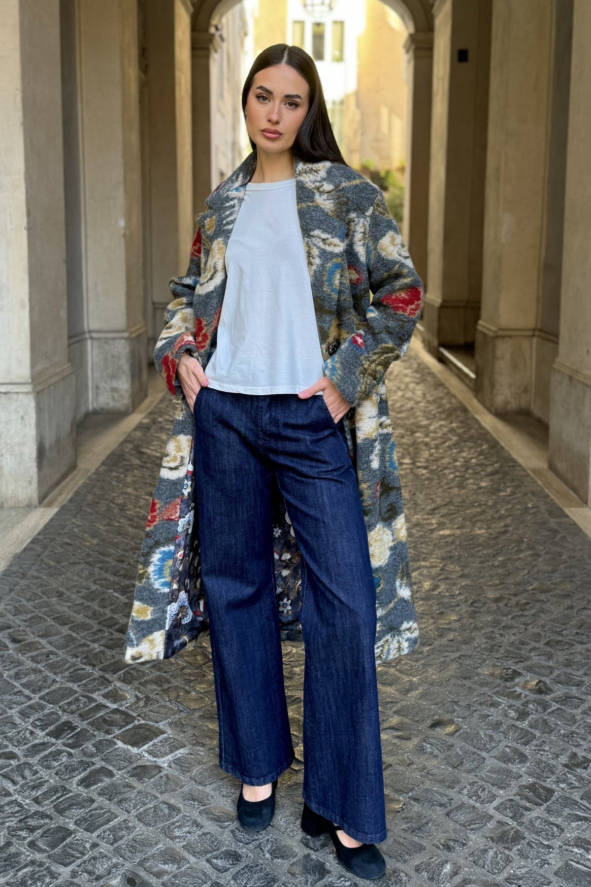 WU-SIDE - cappotto jacquard - GRIGIO