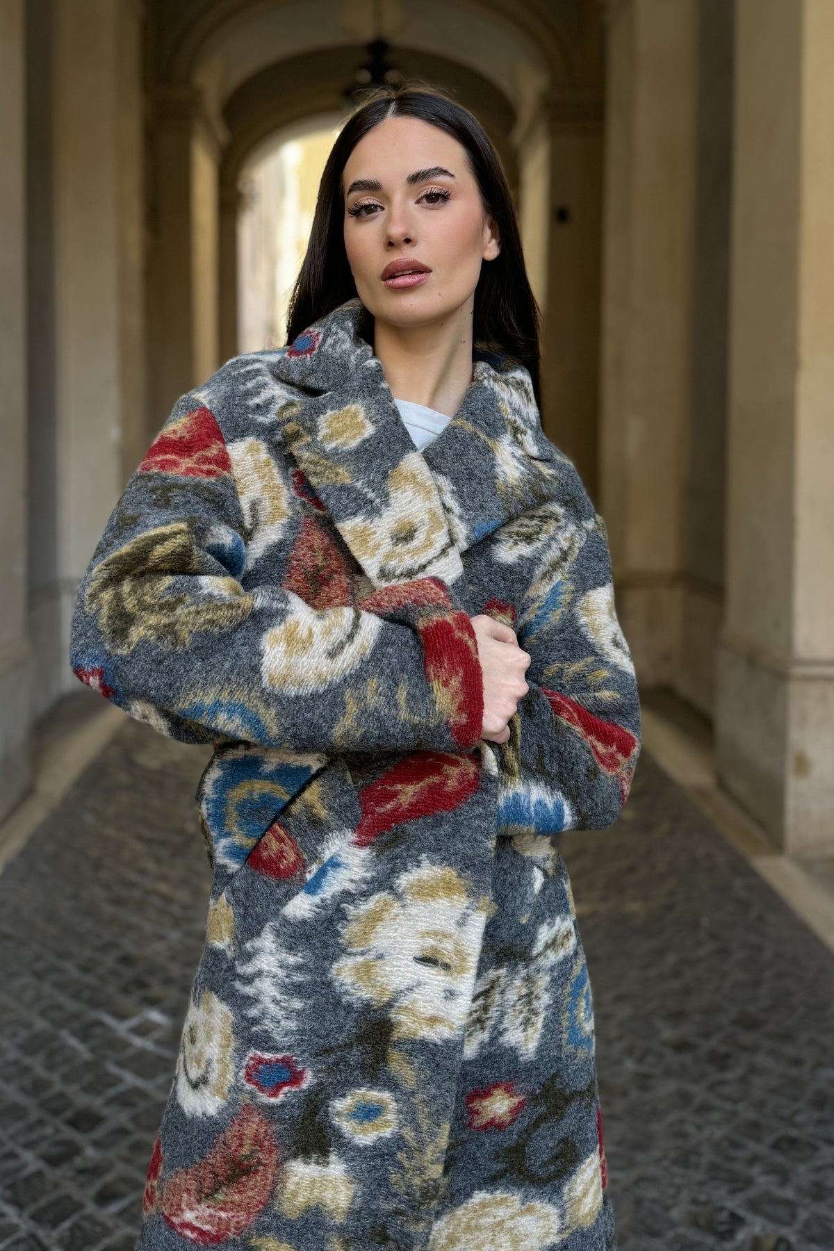 WU-SIDE - cappotto jacquard - GRIGIO
