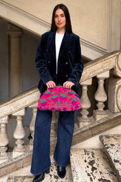 ARTEFILIA-MILANO - borsa ricamata katia clutch grande - ZAMIRA FUXIA