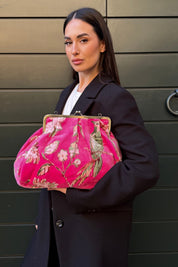 ARTEFILIA-MILANO - borsa katia velluto clutch grande - MURANO FUXIA